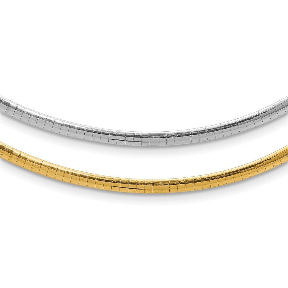 Kazi Luxury 14k 3mm Reversible White & Yellow Domed Omega Necklace